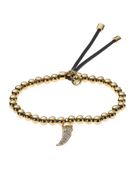 Thin bracelet of golden metal beads