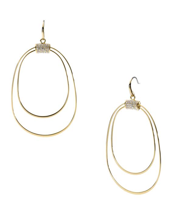 Thin oval earrings with rhinestones