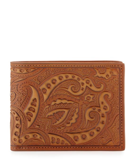 Brown imprinted leather wallet