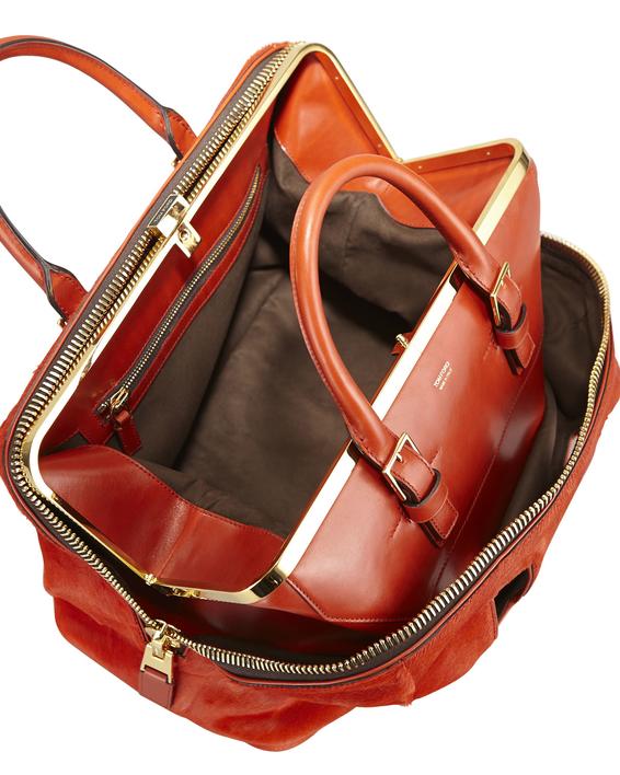 Red leather bag "two in one"