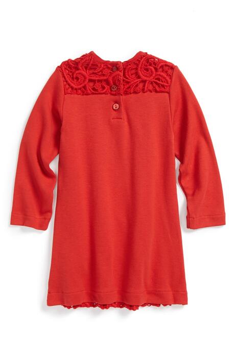 Red lace knitted dress for girls